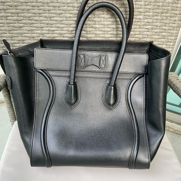 Céline Mini luggage handbag in drummed calfskin - Picture 2 of 2